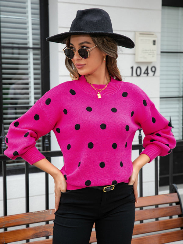 Fashion Knit Polka Dot Pullover BLUE ZONE PLANET