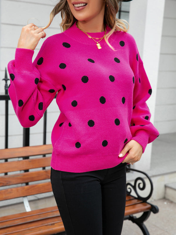 Fashion Knit Polka Dot Pullover BLUE ZONE PLANET