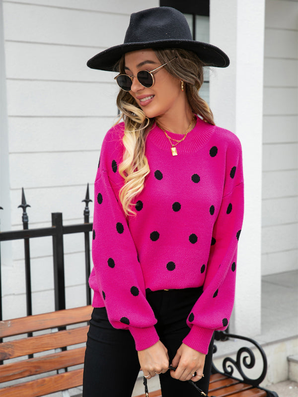 Fashion Knit Polka Dot Pullover BLUE ZONE PLANET