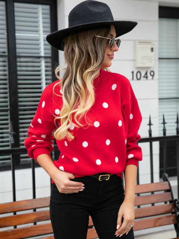 Fashion Knit Polka Dot Pullover BLUE ZONE PLANET