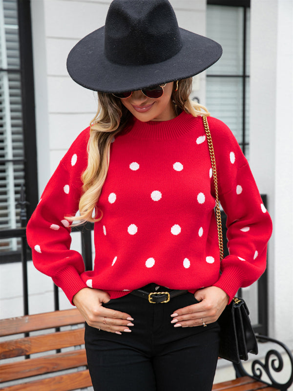 Fashion Knit Polka Dot Pullover BLUE ZONE PLANET