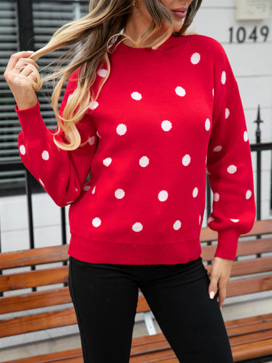 Fashion Knit Polka Dot Pullover BLUE ZONE PLANET