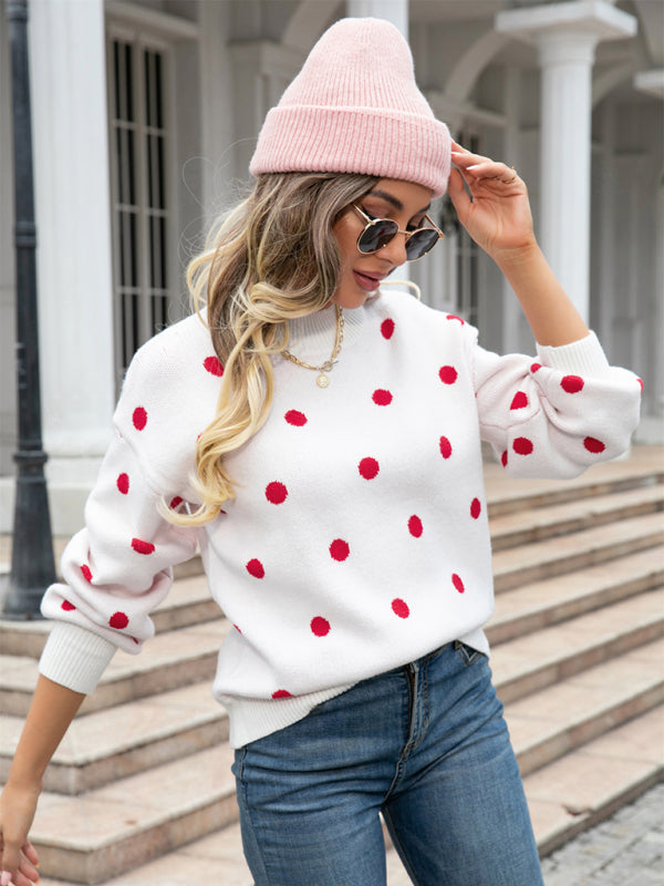 Fashion Knit Polka Dot Pullover BLUE ZONE PLANET