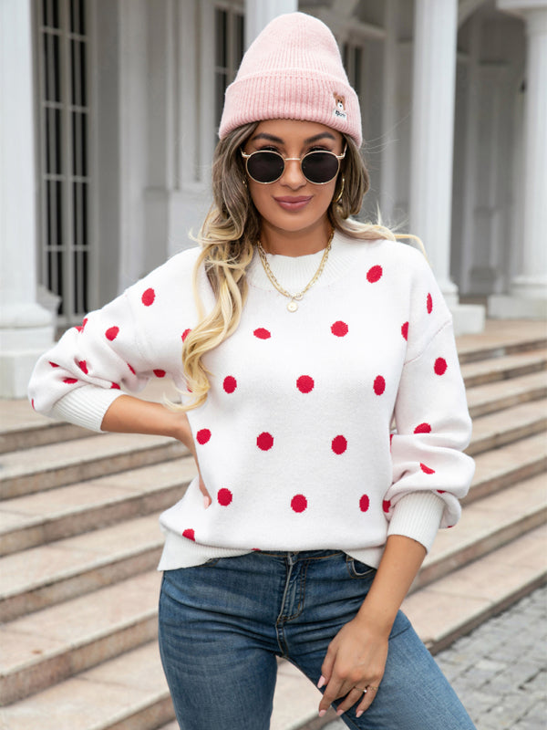 Fashion Knit Polka Dot Pullover BLUE ZONE PLANET