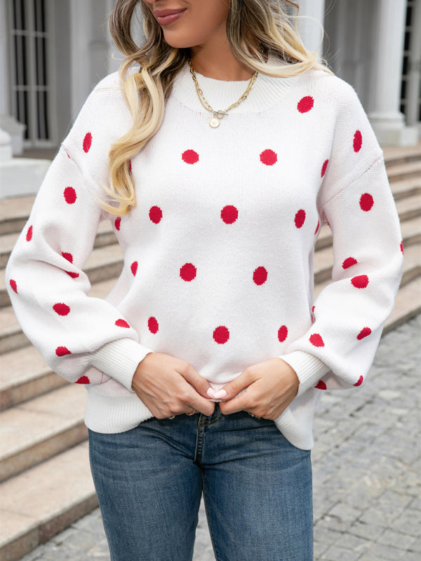 Fashion Knit Polka Dot Pullover BLUE ZONE PLANET