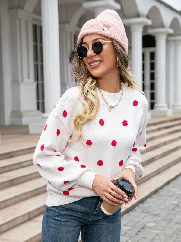 Fashion Knit Polka Dot Pullover BLUE ZONE PLANET