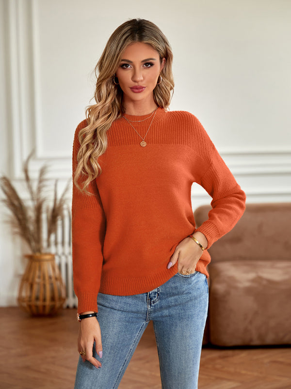 Loose Round Neck Long Sleeve Ladies Sweater BLUE ZONE PLANET