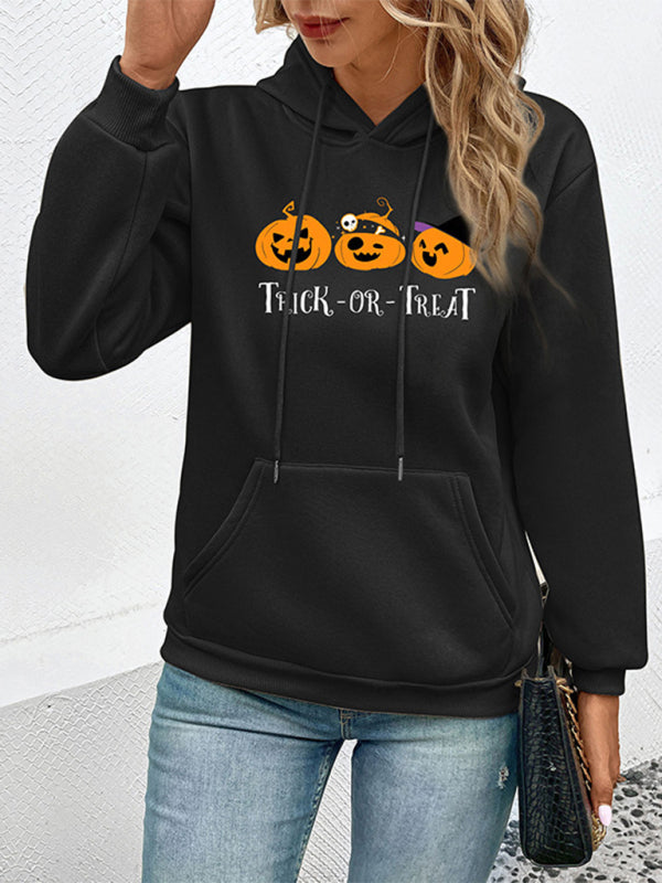 Blue Zone Planet | Halloween Pumpkin Print Casual Ladies Sweatshirt-TOPS / DRESSES-[Adult]-[Female]-2022 Online Blue Zone Planet