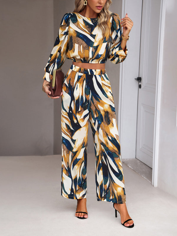 Blue Zone Planet |  Casual vacation print trousers two-piece suit kakaclo