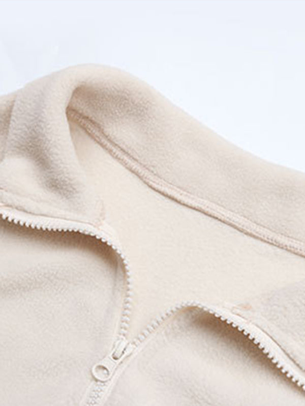 women's short solid color polar fleece jacket kakaclo