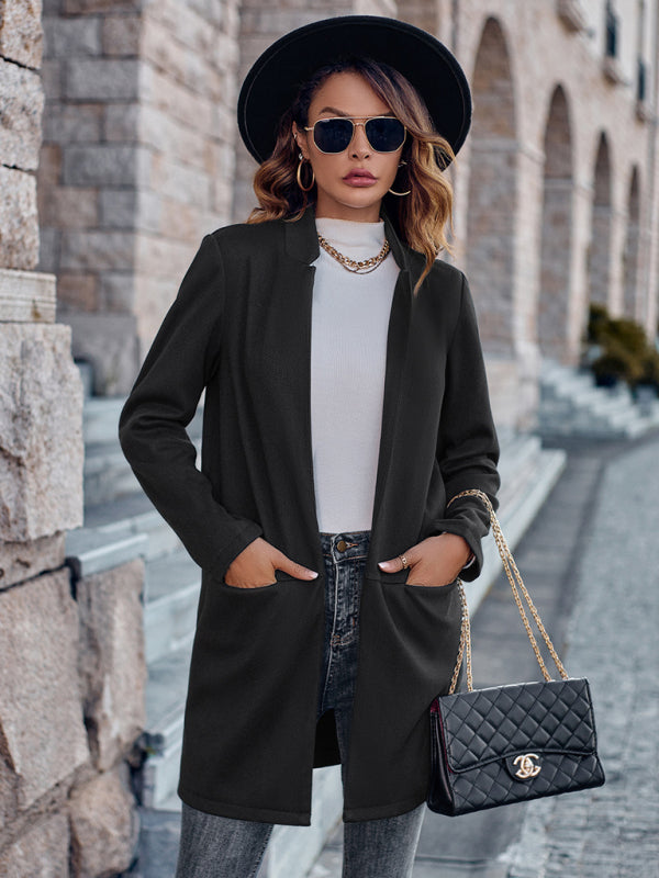 Stylish stand collar versatile mid-size jacket coat kakaclo