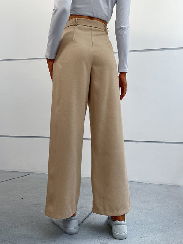 Blue Zone Planet |  Women's straight solid color casual trousers kakaclo