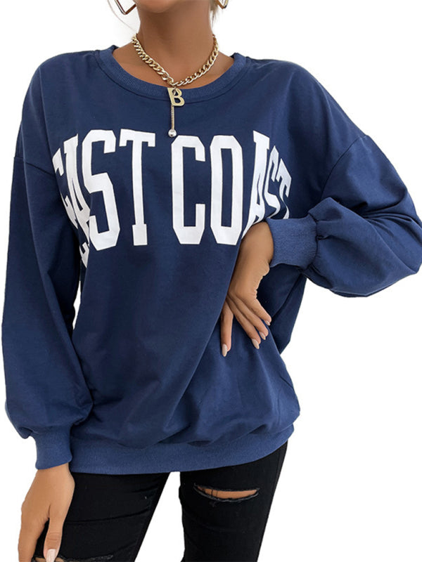 New round neck long sleeve pullover letter sweatshirt BLUE ZONE PLANET