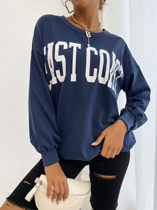 New round neck long sleeve pullover letter sweatshirt BLUE ZONE PLANET