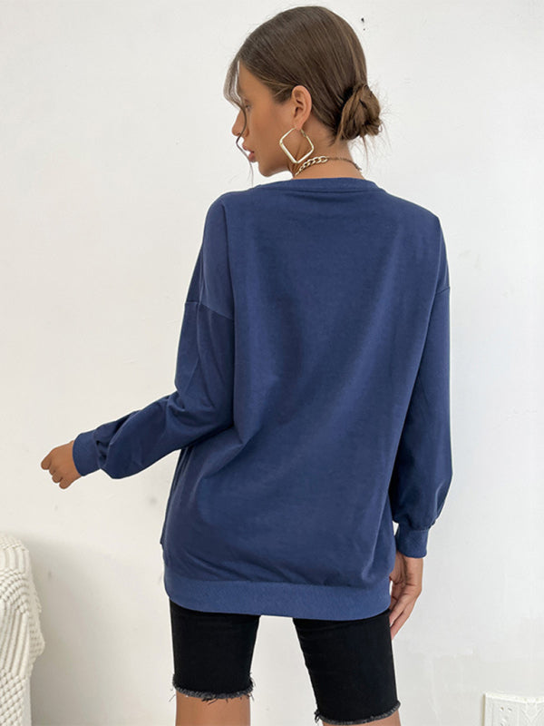 New round neck long sleeve pullover letter sweatshirt BLUE ZONE PLANET