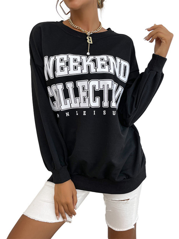 Blue Zone Planet |  round neck long sleeve pullover letter sweatshirt BLUE ZONE PLANET