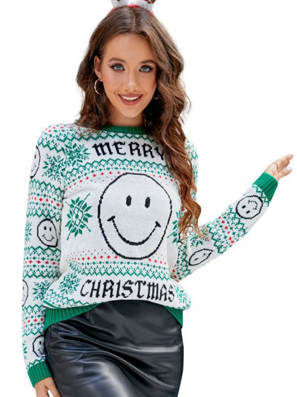 New Christmas Pullover Smiley Halloween Sweater-[Adult]-[Female]-2022 Online Blue Zone Planet