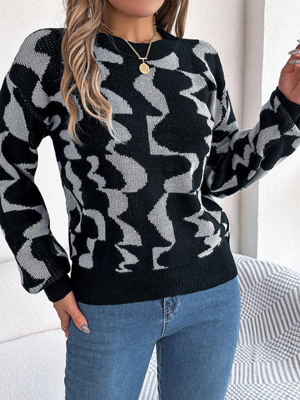 Blue Zone Planet | autumn and winter color contrast striped long-sleeved pullover sweater BLUE ZONE PLANET