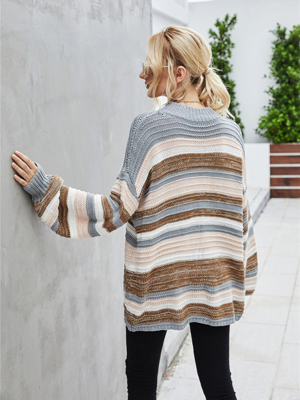 Blue Zone Planet | Pullover plus size women's sweater knitted patchwork sweater-TOPS / DRESSES-[Adult]-[Female]-2022 Online Blue Zone Planet