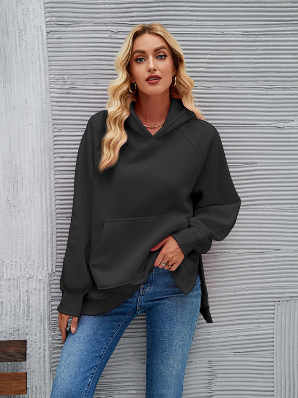 autumn and winter hooded long-sleeved side slit sweatshirt BLUE ZONE PLANET