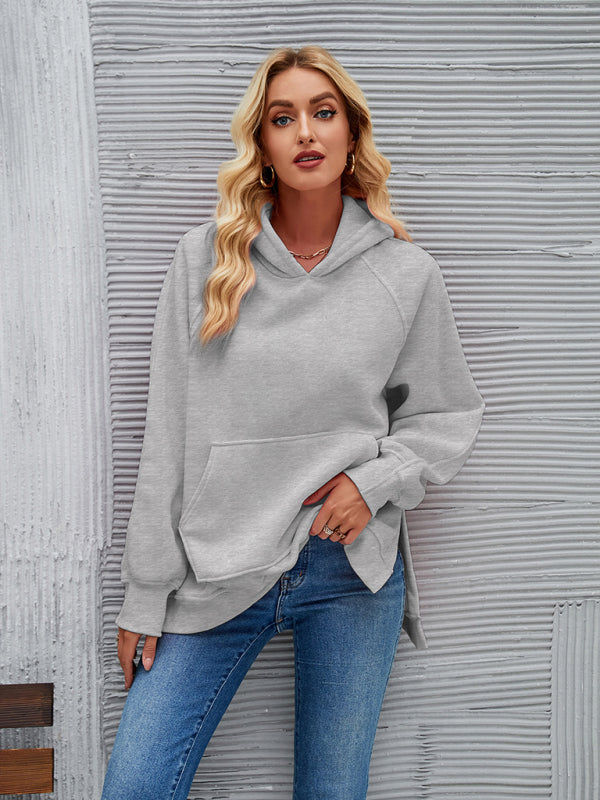 autumn and winter hooded long-sleeved side slit sweatshirt BLUE ZONE PLANET