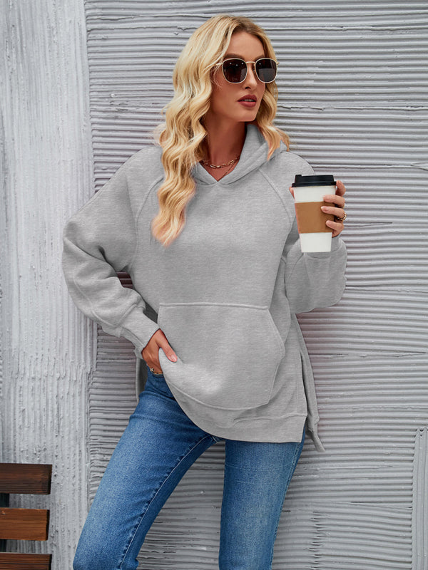 autumn and winter hooded long-sleeved side slit sweatshirt BLUE ZONE PLANET