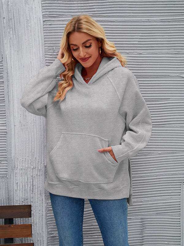 autumn and winter hooded long-sleeved side slit sweatshirt BLUE ZONE PLANET