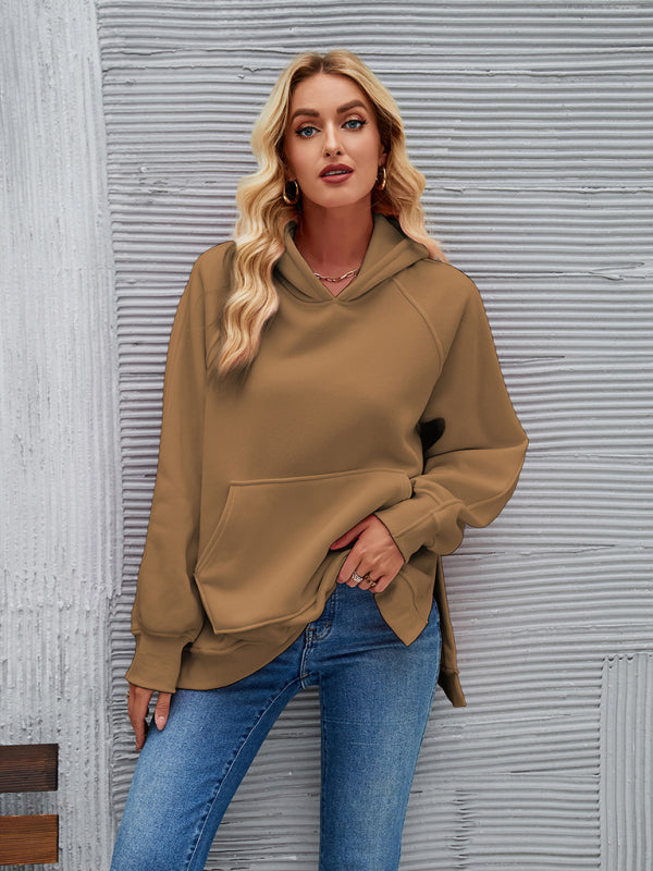 autumn and winter hooded long-sleeved side slit sweatshirt BLUE ZONE PLANET