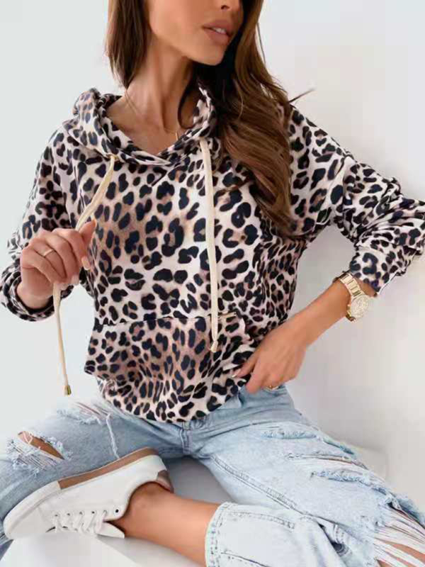 Leopard and Floral Print Hoodie BLUE ZONE PLANET