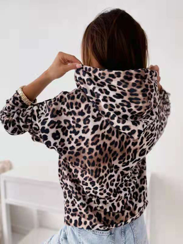 Leopard and Floral Print Hoodie BLUE ZONE PLANET