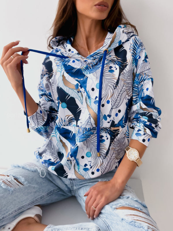 Leopard and Floral Print Hoodie BLUE ZONE PLANET