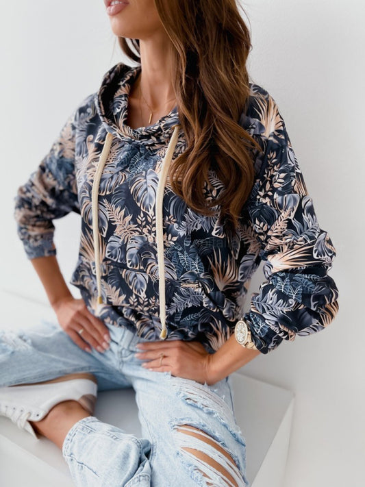 Women's Leopard and Floral Print Hoodie