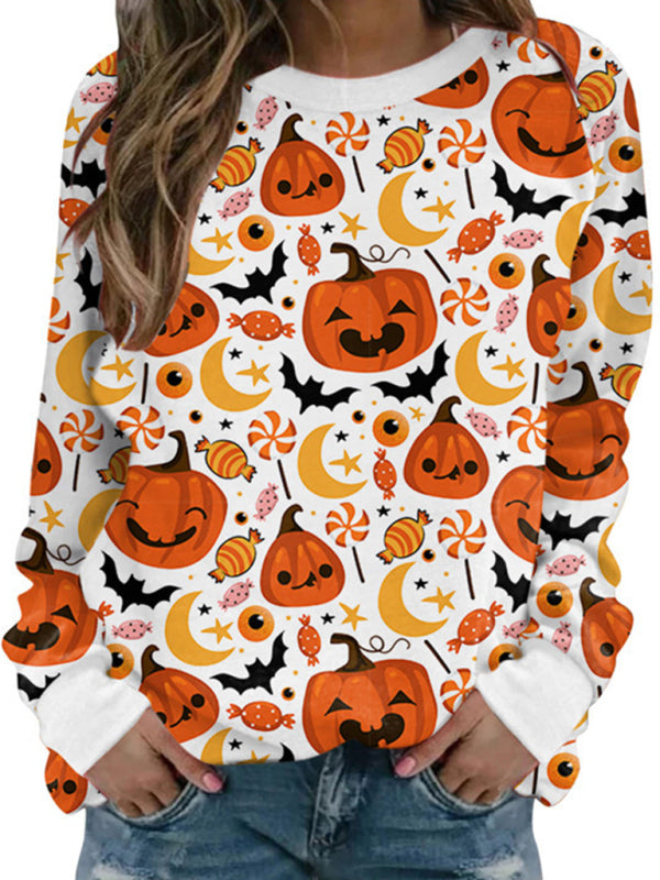 Blue Zone Planet | able Women's Halloween Printed Long Sleeve Loose Sweatshirt (Multiple Patterns Available)-TOPS / DRESSES-[Adult]-[Female]-Pattern1-S-2022 Online Blue Zone Planet