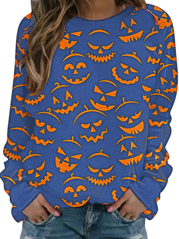 Blue Zone Planet | able Women's Halloween Printed Long Sleeve Loose Sweatshirt (Multiple Patterns Available)-TOPS / DRESSES-[Adult]-[Female]-Pattern3-S-2022 Online Blue Zone Planet