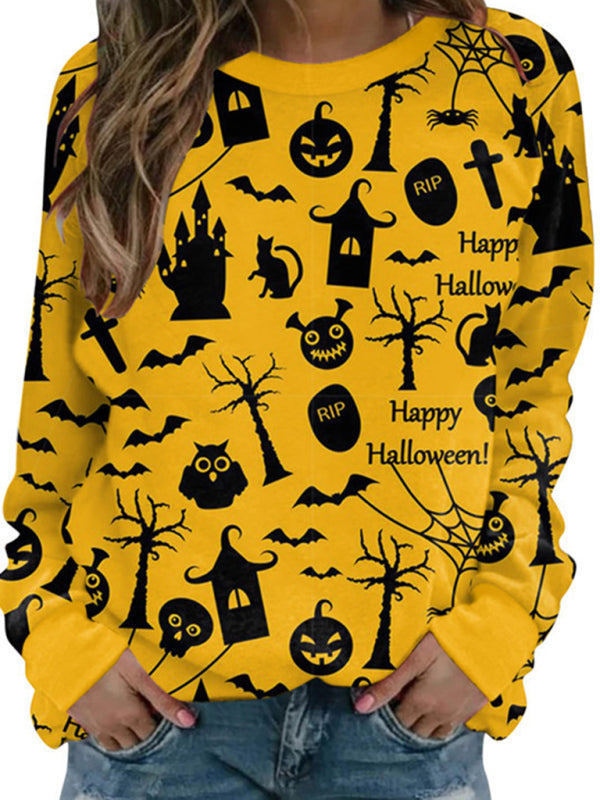 Blue Zone Planet | able Women's Halloween Printed Long Sleeve Loose Sweatshirt (Multiple Patterns Available)-TOPS / DRESSES-[Adult]-[Female]-Pattern5-S-2022 Online Blue Zone Planet