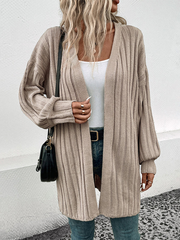 long sleeve solid color cardigan sweater BLUE ZONE PLANET