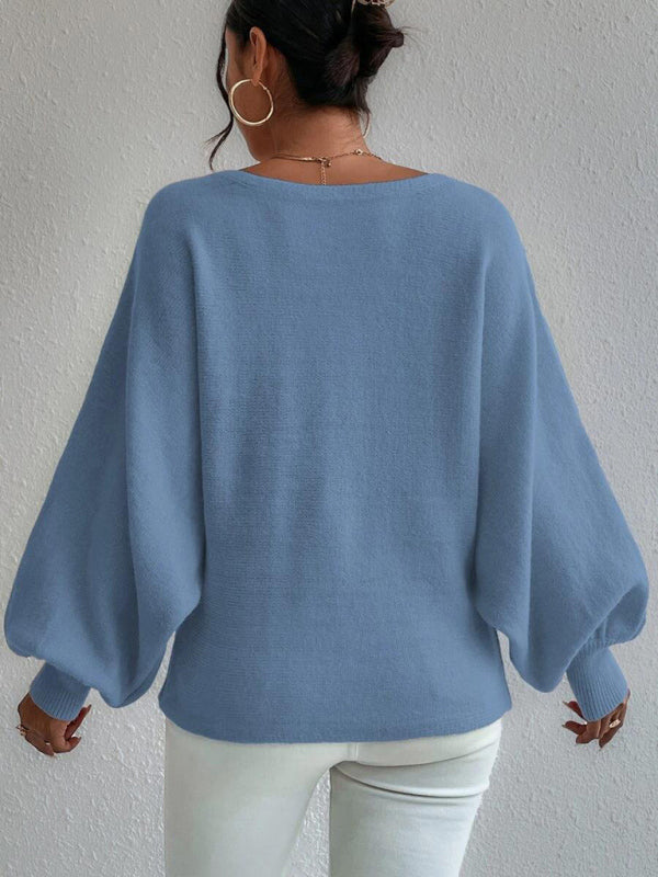 Nadine's Loose Pullover Lantern Sleeve Sweater-TOPS / DRESSES-[Adult]-[Female]-2022 Online Blue Zone Planet