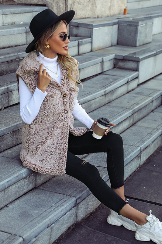 New autumn and winter lapel sleeveless long loose casual cardigan vest-[Adult]-[Female]-2022 Online Blue Zone Planet