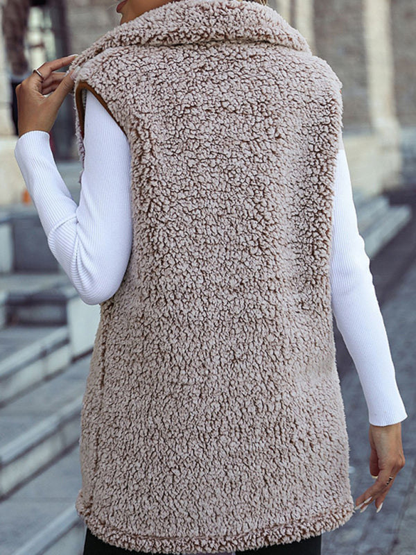 New autumn and winter lapel sleeveless long loose casual cardigan vest-[Adult]-[Female]-2022 Online Blue Zone Planet