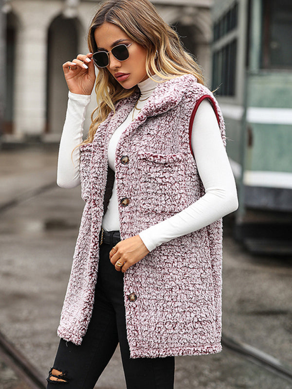 New autumn and winter lapel sleeveless long loose casual cardigan vest-[Adult]-[Female]-2022 Online Blue Zone Planet