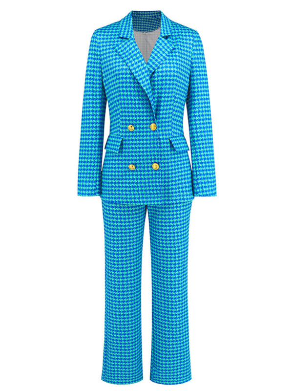 Blue Zone Planet |  houndstooth double-breasted suit and pants two-piece set BLUE ZONE PLANET