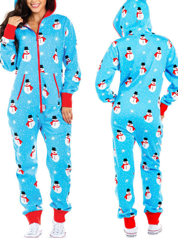 elk print one-piece home wear pajamas BLUE ZONE PLANET