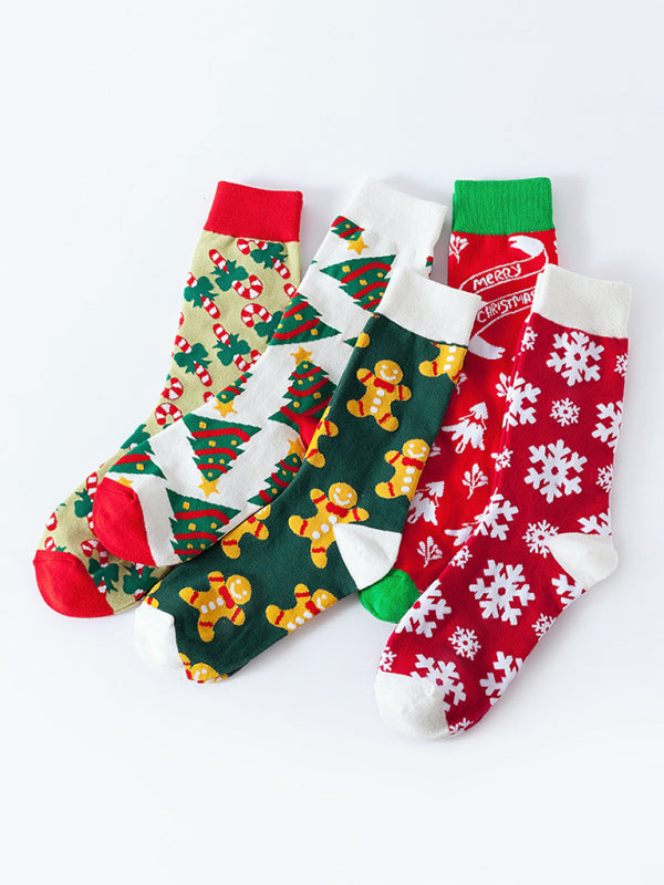 Santa's Mid-calf Christmas Socks-SOCKS-[Adult]-[Female]-2022 Online Blue Zone Planet