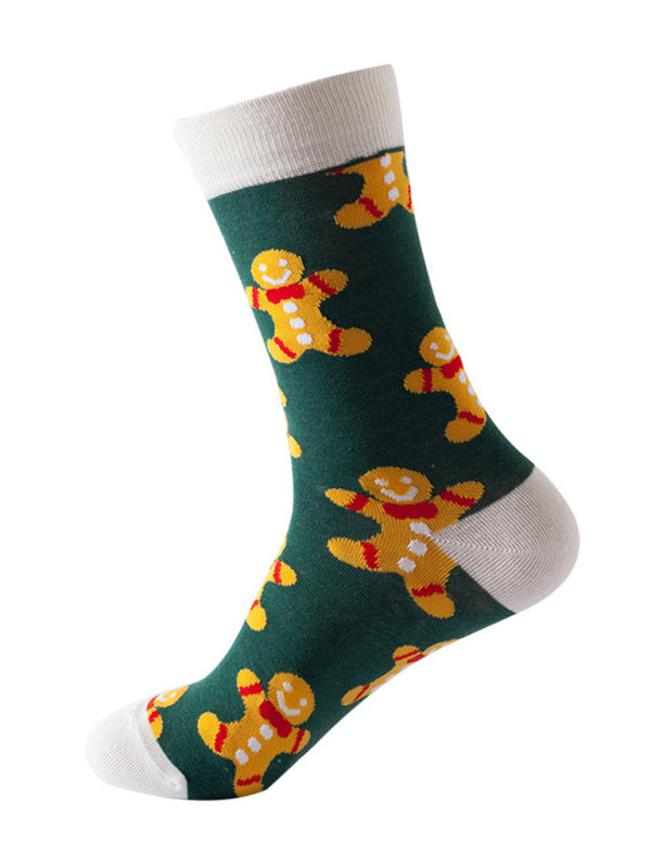 Santa's Mid-calf Christmas Socks-SOCKS-[Adult]-[Female]-Pattern1-FREESIZE-2022 Online Blue Zone Planet