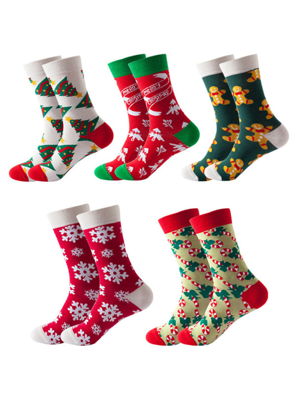 Santa's Mid-calf Christmas Socks-SOCKS-[Adult]-[Female]-2022 Online Blue Zone Planet