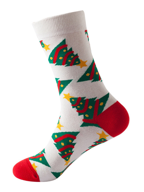 Santa's Mid-calf Christmas Socks-SOCKS-[Adult]-[Female]-Pattern2-FREESIZE-2022 Online Blue Zone Planet
