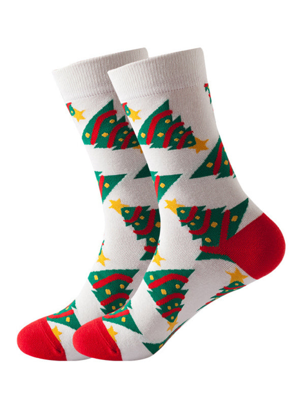 Santa's Mid-calf Christmas Socks-SOCKS-[Adult]-[Female]-2022 Online Blue Zone Planet