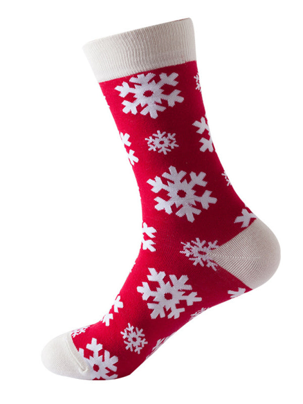 Santa's Mid-calf Christmas Socks-SOCKS-[Adult]-[Female]-Pattern3-FREESIZE-2022 Online Blue Zone Planet