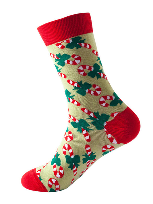 Santa's Mid-calf Christmas Socks-SOCKS-[Adult]-[Female]-Pattern4-FREESIZE-2022 Online Blue Zone Planet