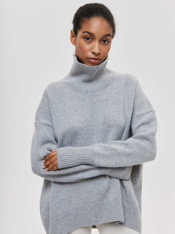 New loose half turtleneck autumn and winter sweater-[Adult]-[Female]-Grey-S-2022 Online Blue Zone Planet